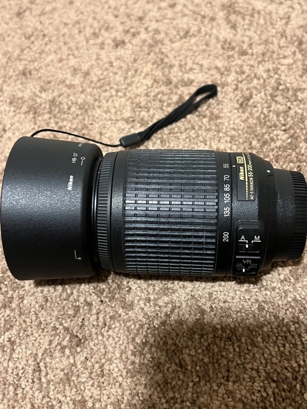 Nikon Black DX 55-200mm VR Telephoto Zoom Lens with Hood